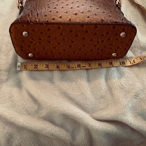 Ostrich Embossed Three Compartment Purse With Tassel and Bow - Picture 14 of 16